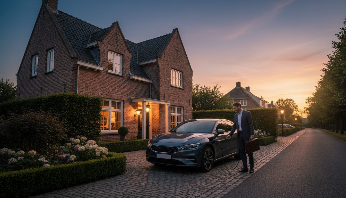laadpaal in gebruik door huiseigenaar in de winter