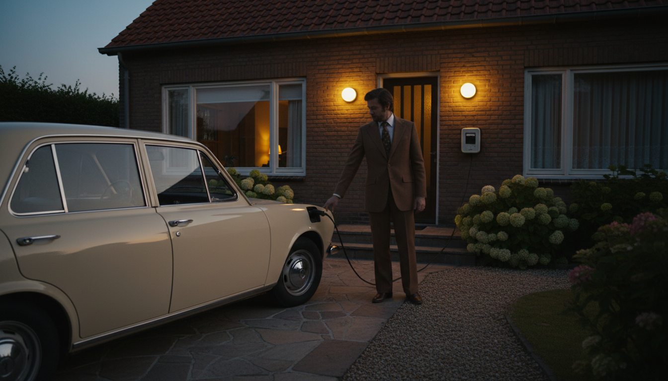 laadpaal in gebruik door huiseigenaar in de zomer